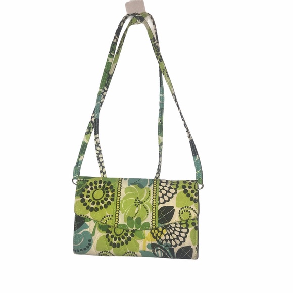 Vera Bradley Handbags - Vera Bradley Crossbody Wallet Green Floral Bag